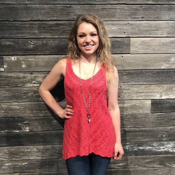 NWT Free People Chevron Sweater Tank Top Red XS - Picture 11 of 11